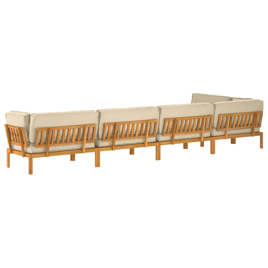 Ensemble de Canapés Uni 6 pcs Beige Bois d'Acacia Massif - 12