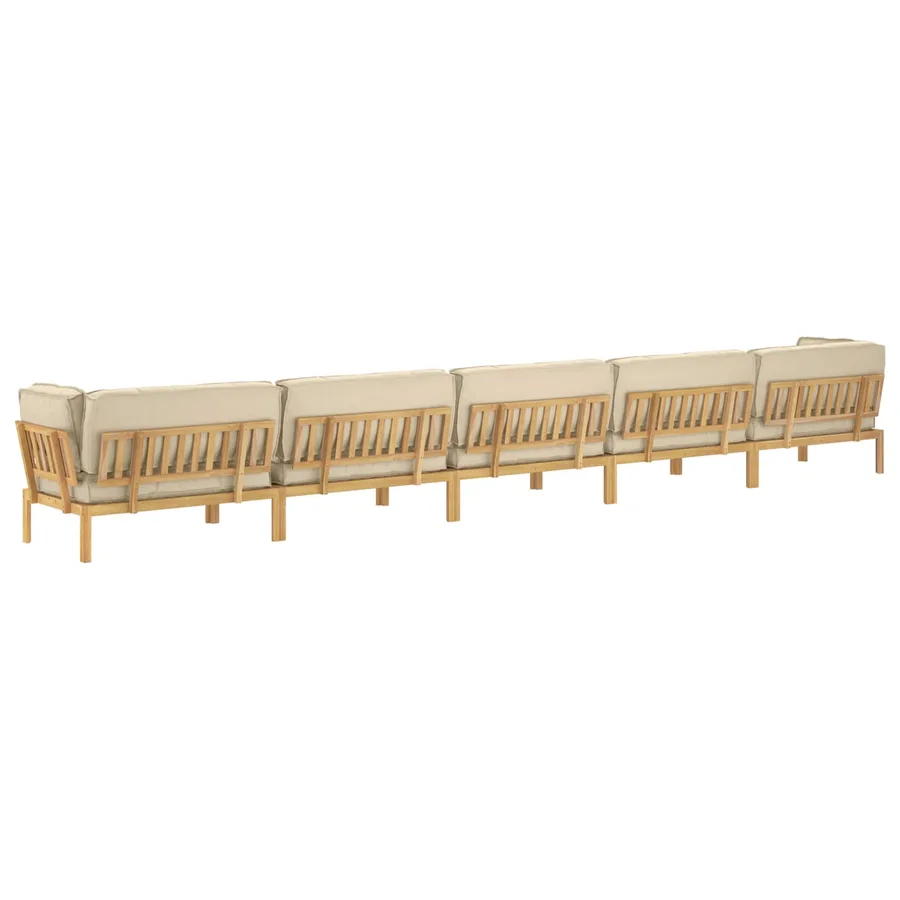 Ensemble de Canapés Uni 6 pcs Beige Bois d'Acacia Massif - 12