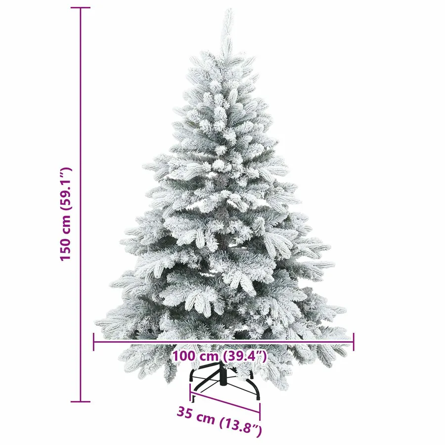 Sapin de Noël artificiel à branches pliantes, duveteux de neige - 9