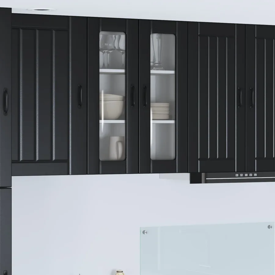 Cabinet en verre mural LUCCA Noir 60 x 31 x 80 cm