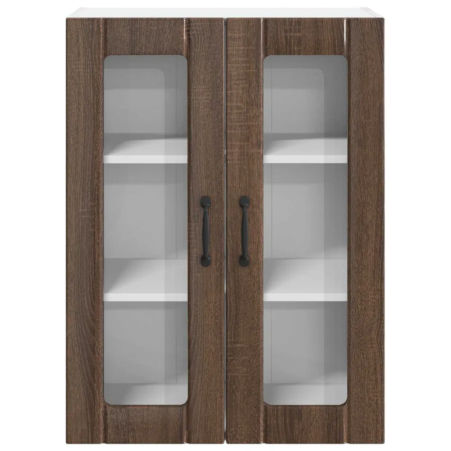 Cabinet en verre mural LUCCA Chêne brun 60 x 31 x 80 cm - 6