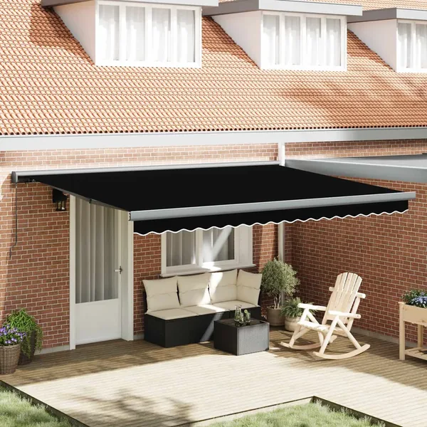 Auvent Rétractable Noir 4 × 3 m Toile et Aluminium