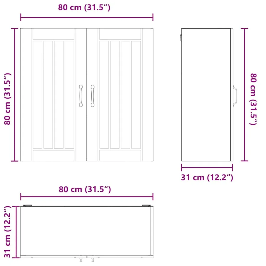 Meuble mural LUCCA Blanc brillant 80 x 31 x 80 cm - 13