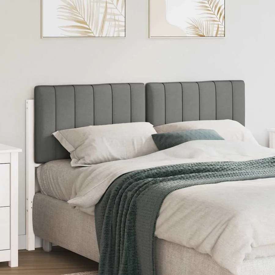 Tête de lit capitonnée Blanc et gris clair 140 cm Pin massif