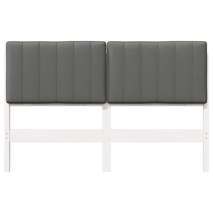 Tête de lit capitonnée Blanc et gris clair 140 cm Pin massif - 4
