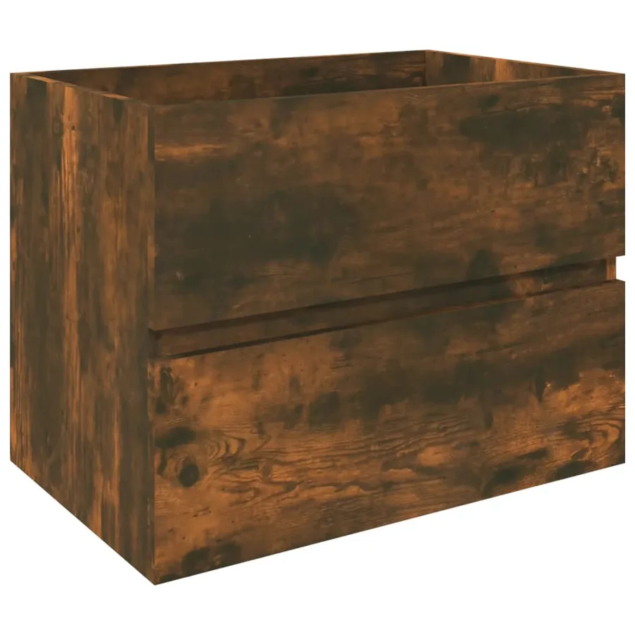 Armoire de lavabo Chêne fumé 60x38,5x45 cm Bois d'ingénierie - 2