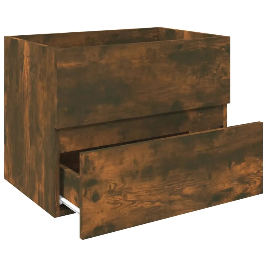 Armoire de lavabo Chêne fumé 60x38,5x45 cm Bois d'ingénierie - 4