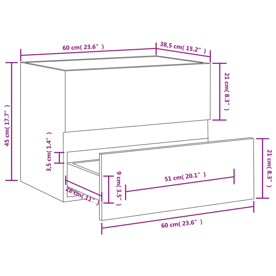 Armoire de lavabo Chêne fumé 60x38,5x45 cm Bois d'ingénierie - 7