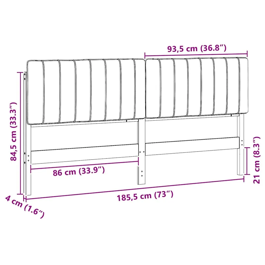 Tête de lit capitonnée Marron et gris clair 180 cm Pin massif - 13