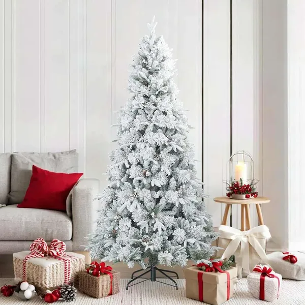 Sapin de Noël artificiel à branches pliantes, duveteux de neige