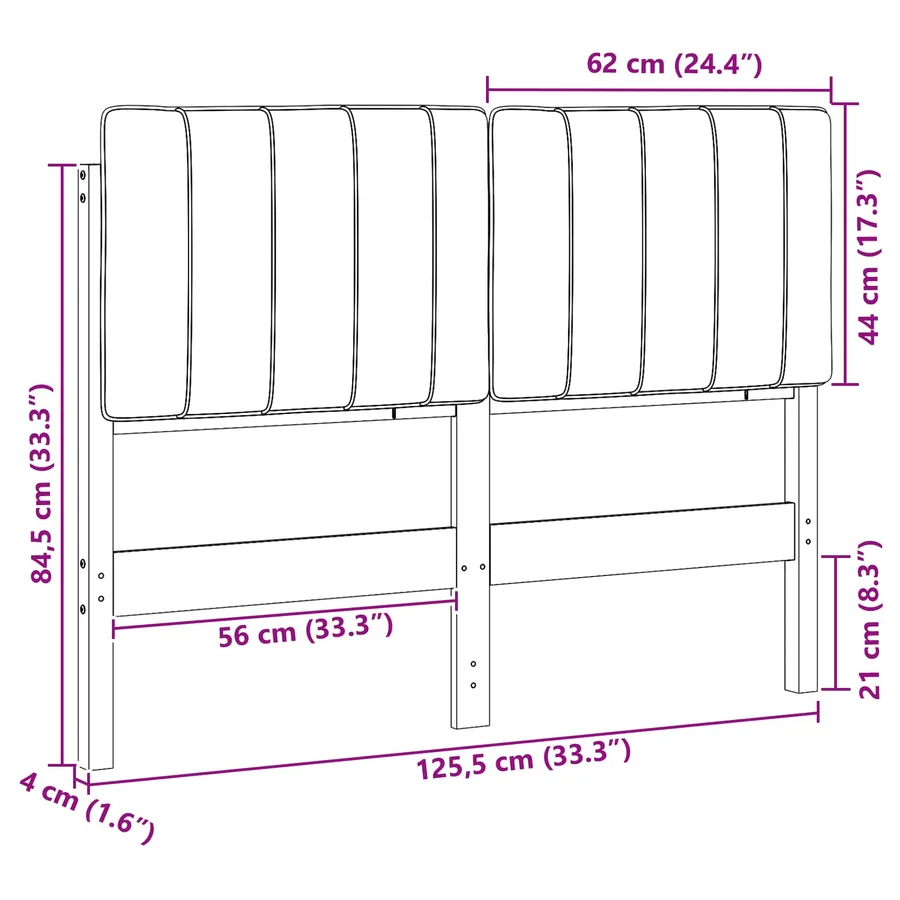 Tête de lit capitonnée Brun et gris foncé 120 cm Pin massif - 13