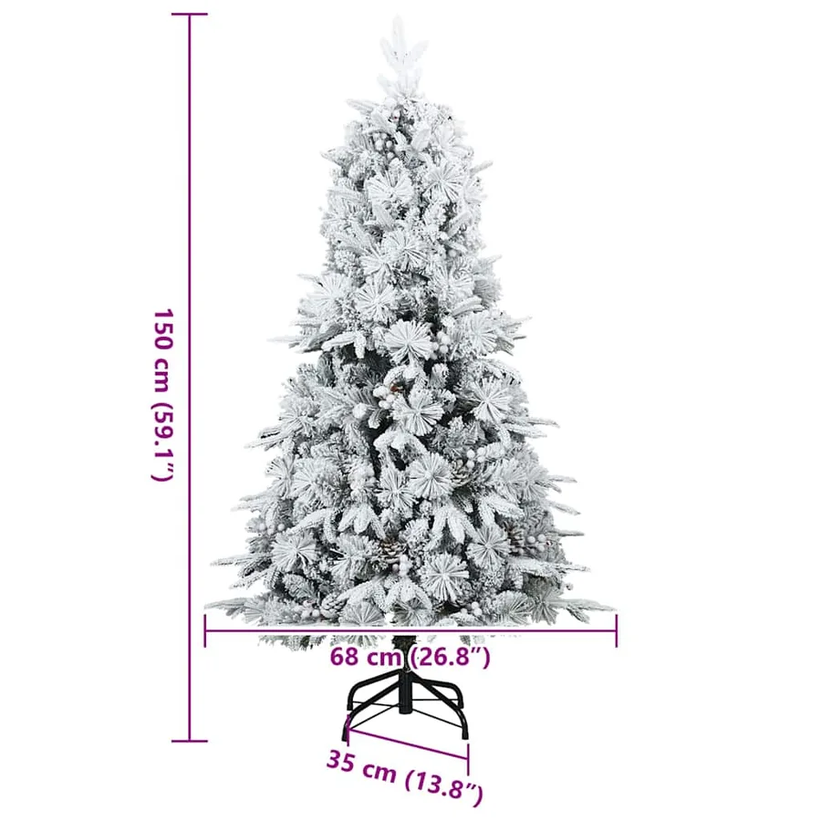 Sapin de Noël Artificiel à Branches Articulées Blanc 150 cm - 20