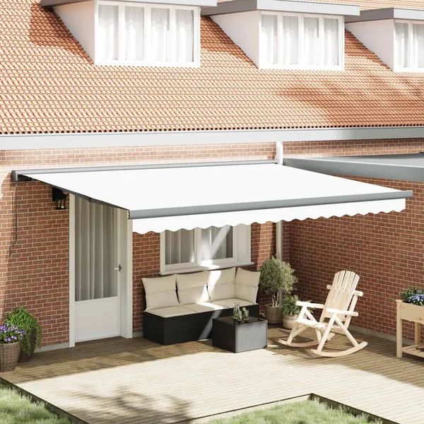 Auvent Rétractable Blanc 4 × 3 m Toile et Aluminium