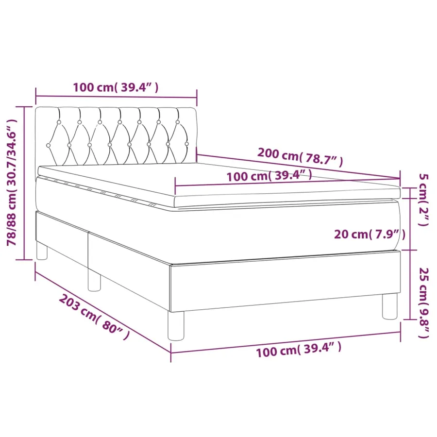 Sommier à lattes de lit avec matelas Marron foncé 100x200 cm - 7