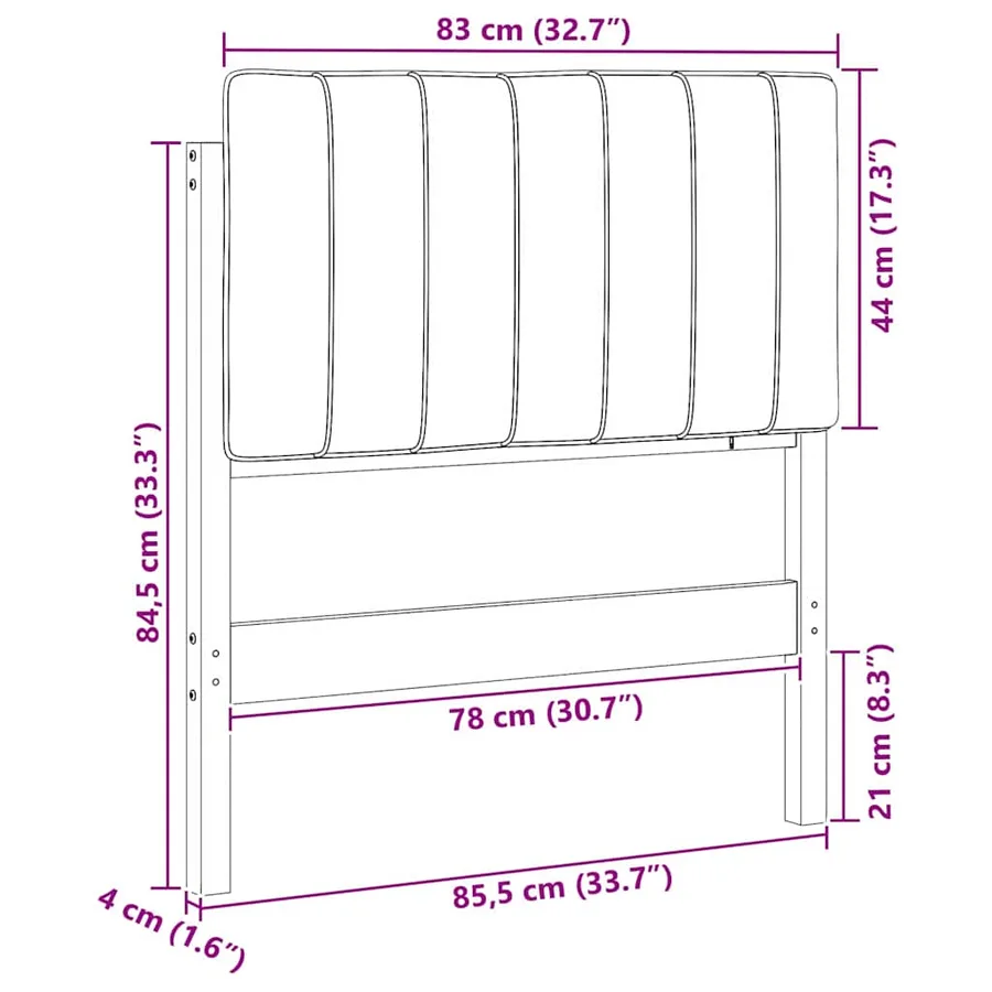 Tête de lit capitonnée Brun et gris foncé 80 cm Pin massif - 13