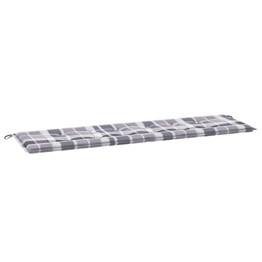 Coussin de banc de jardin motif à carreaux gris 180x50x3 cm - 2