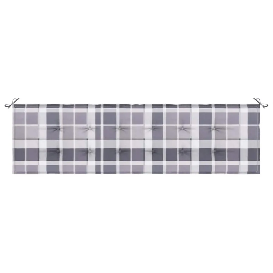 Coussin de banc de jardin motif à carreaux gris 180x50x3 cm - 4