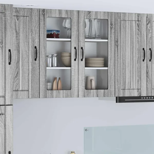 Cabinet en verre mural LUCCA Sonoma gris 80 x 31 x 80 cm