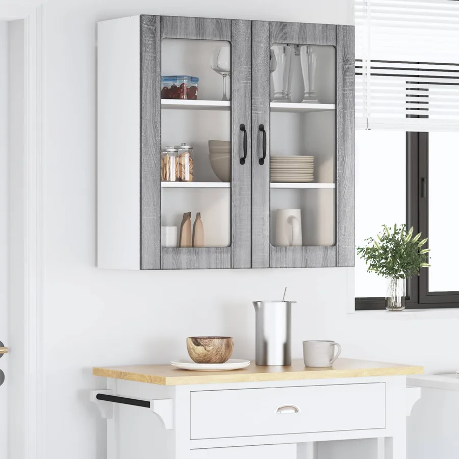 Cabinet en verre mural LUCCA Sonoma gris 80 x 31 x 80 cm - 4