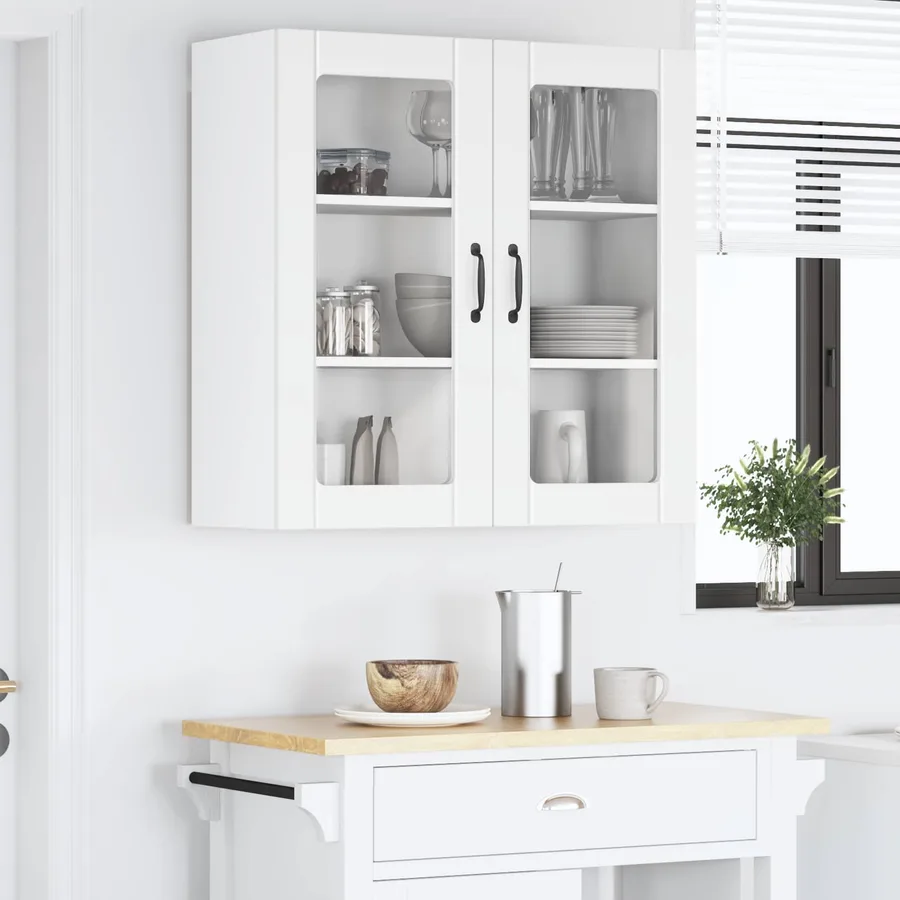 Cabinet en verre mural LUCCA Blanc 80 x 31 x 80 cm - 4