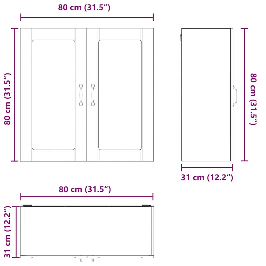 Cabinet en verre mural LUCCA Chêne Sonoma 80 x 31 x 80 cm - 12