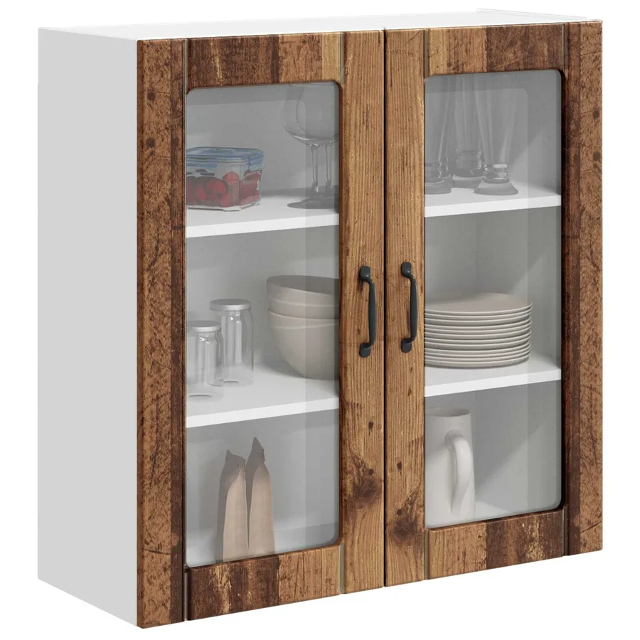 Cabinet en verre mural LUCCA Bois ancien 80 x 31 x 80 cm - 3