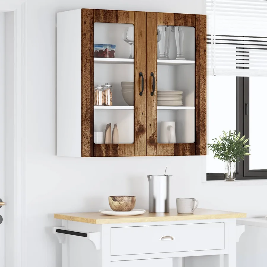 Cabinet en verre mural LUCCA Bois ancien 80 x 31 x 80 cm - 4