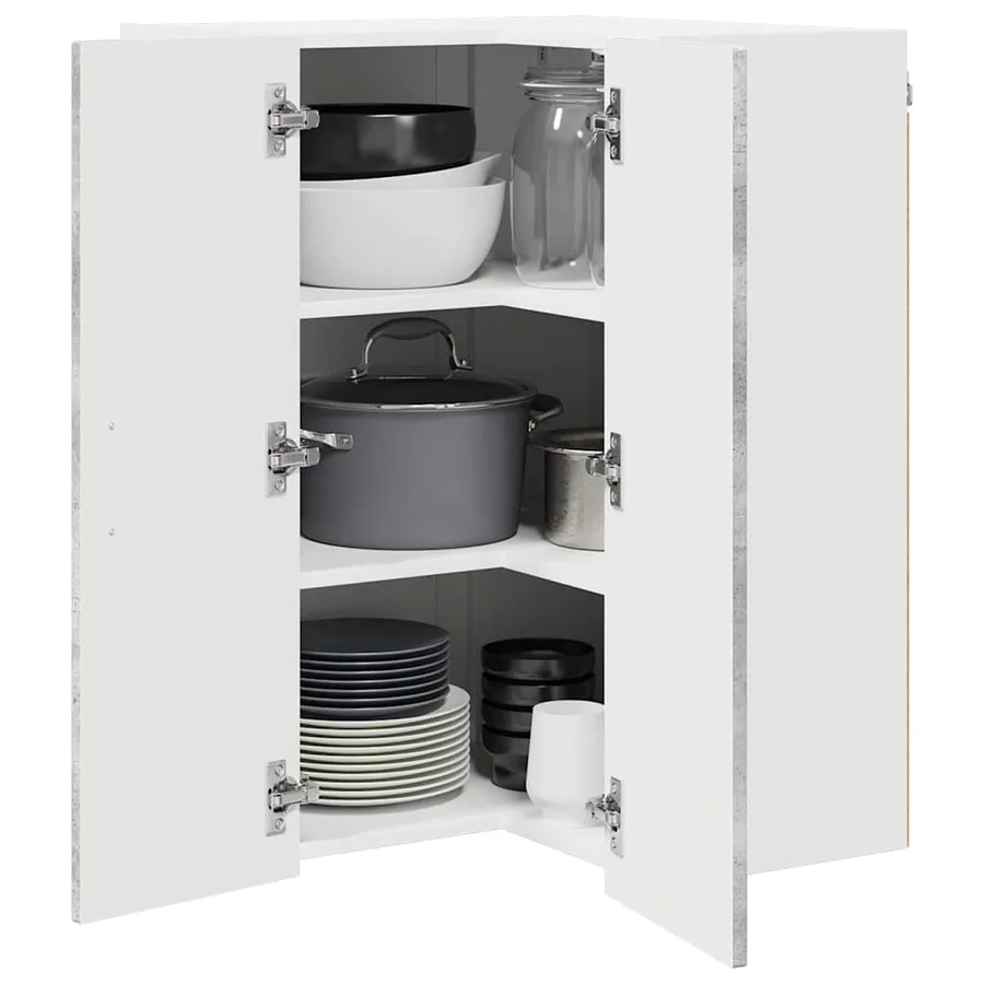 Cabinet d'angle mural LUCCA Gris béton 57 x 57 x 80 cm - 3