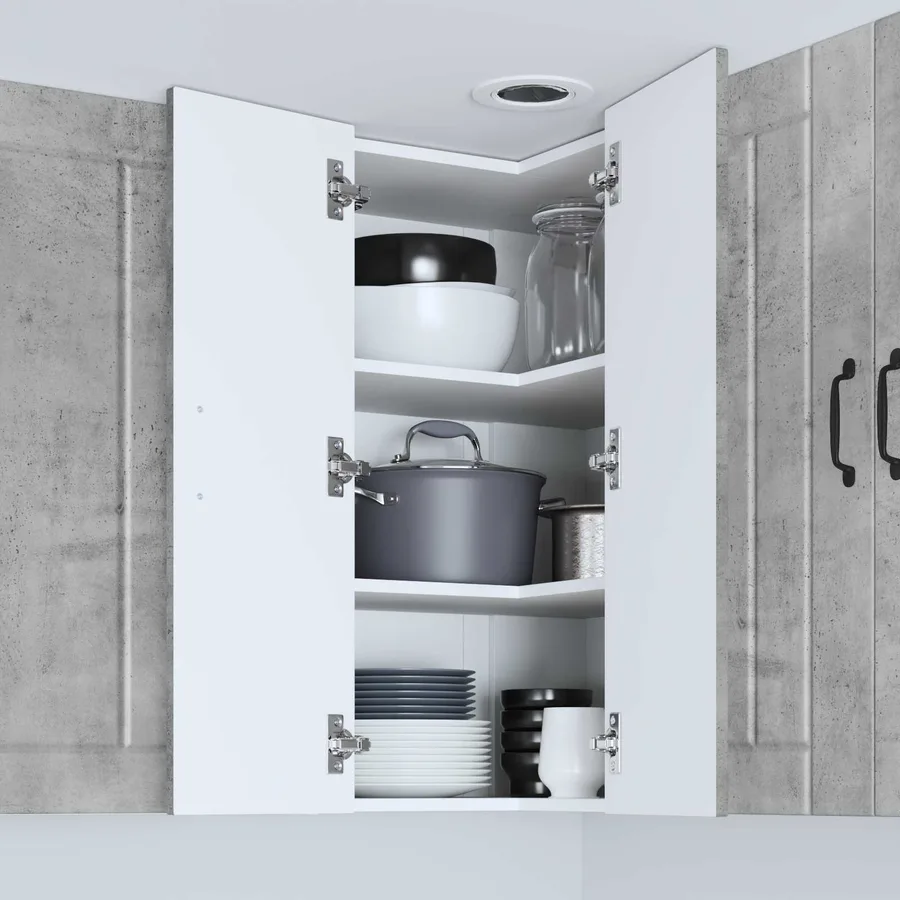 Cabinet d'angle mural LUCCA Gris béton 57 x 57 x 80 cm - 4