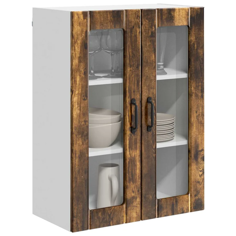 Cabinet en verre mural LUCCA Chêne fumé 60 x 31 x 80 cm - 3