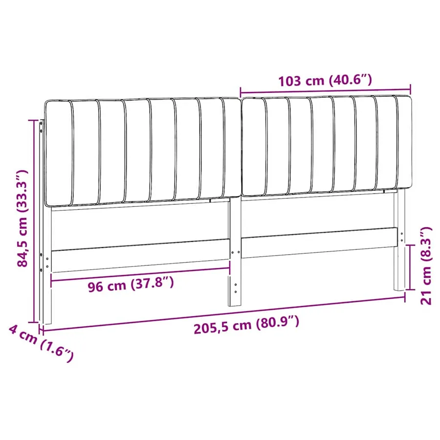Tête de lit capitonnée Marron et Taupe 200 cm Pin massif - 13