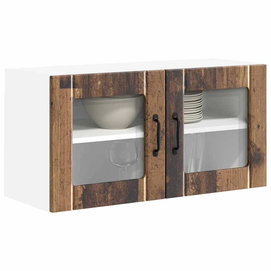 Cabinet en verre mural LUCCA Bois ancien 80 x 31 x 40 cm - 3