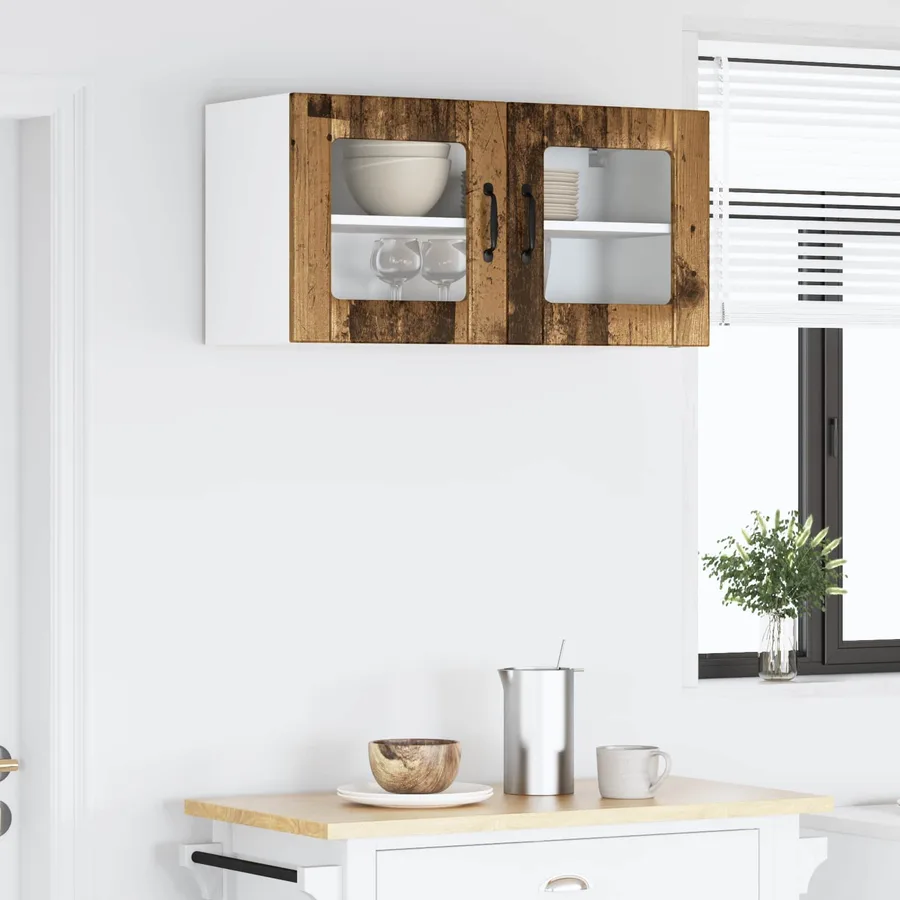 Cabinet en verre mural LUCCA Bois ancien 80 x 31 x 40 cm - 4