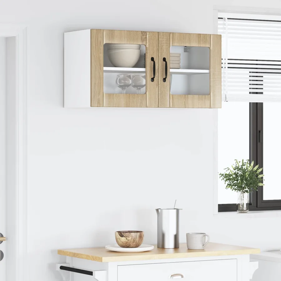 Cabinet en verre mural LUCCA Chêne Sonoma 80 x 31 x 40 cm - 4