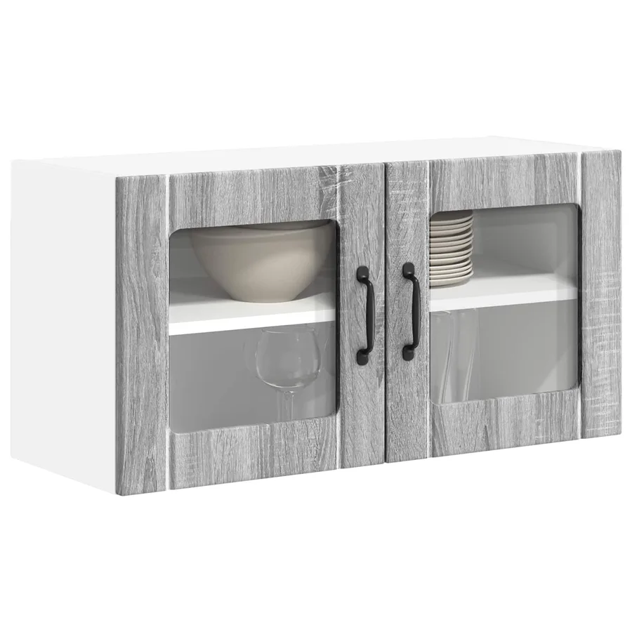 Cabinet en verre mural LUCCA Sonoma gris 80 x 31 x 40 cm - 3