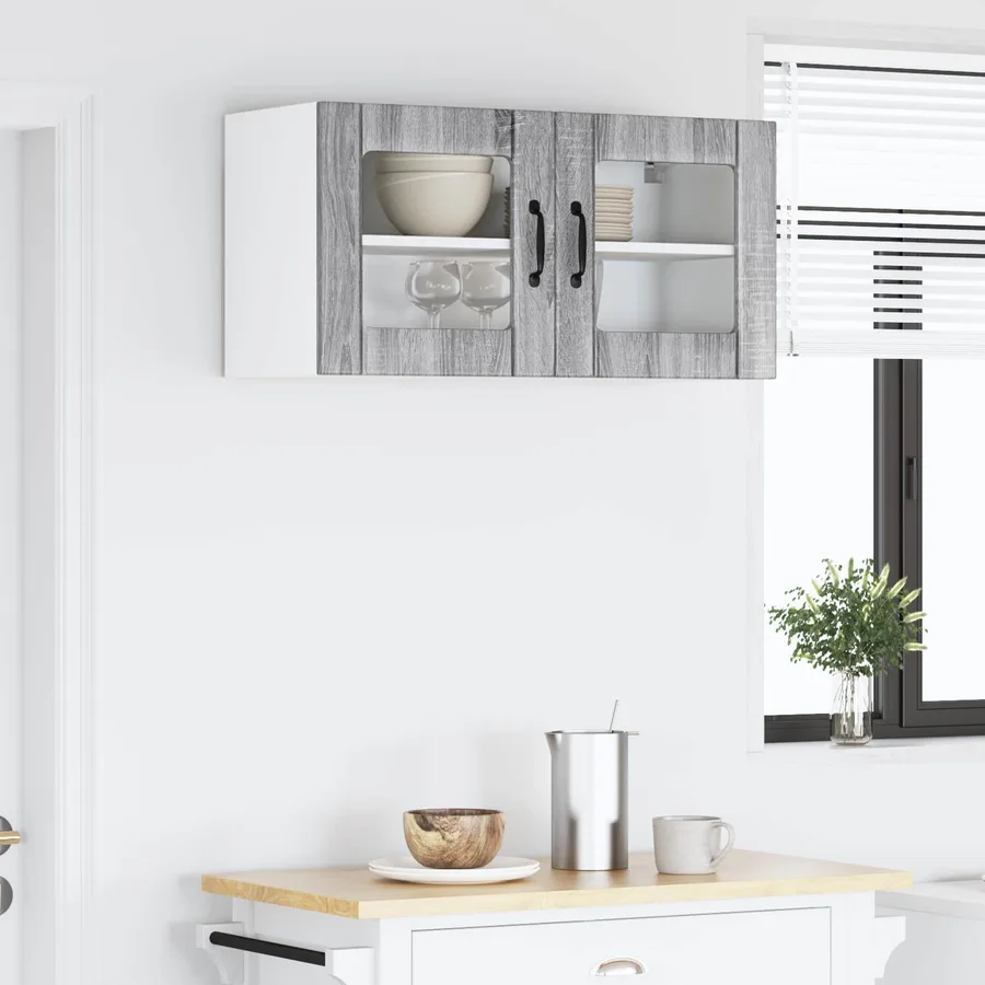 Cabinet en verre mural LUCCA Sonoma gris 80 x 31 x 40 cm - 4