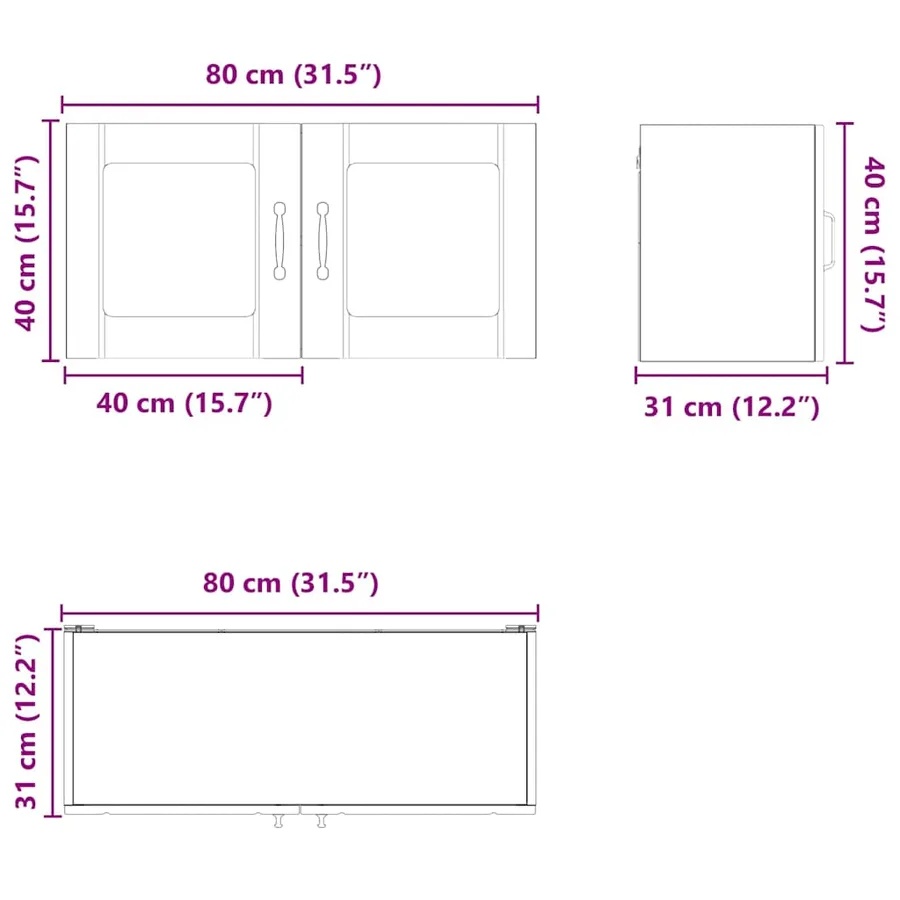 Cabinet en verre mural LUCCA Noir 80 x 31 x 40 cm - 12