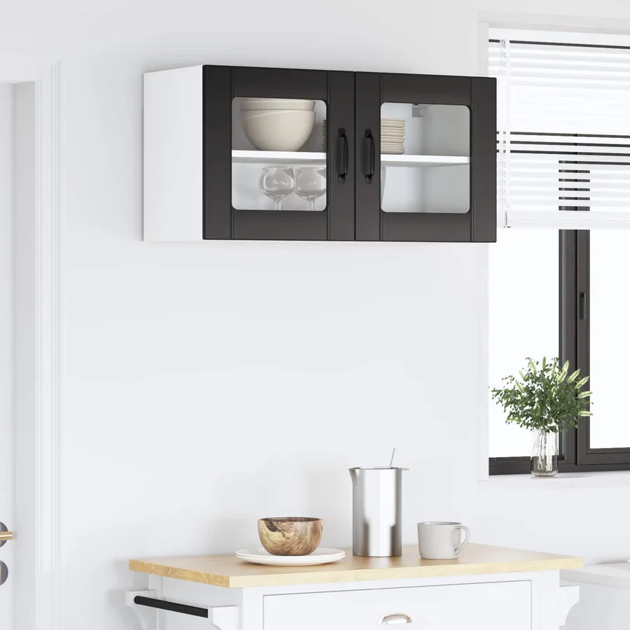 Cabinet en verre mural LUCCA Noir 80 x 31 x 40 cm - 4