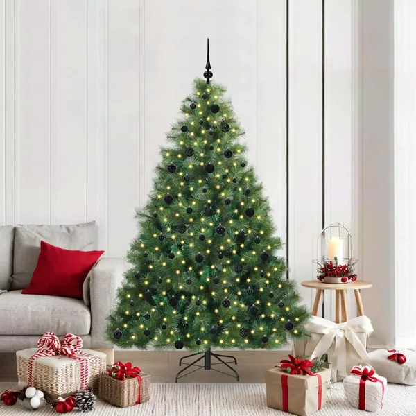 Sapin de Noël artificiel avec 300 LED Vert 210 cm PE et PVC