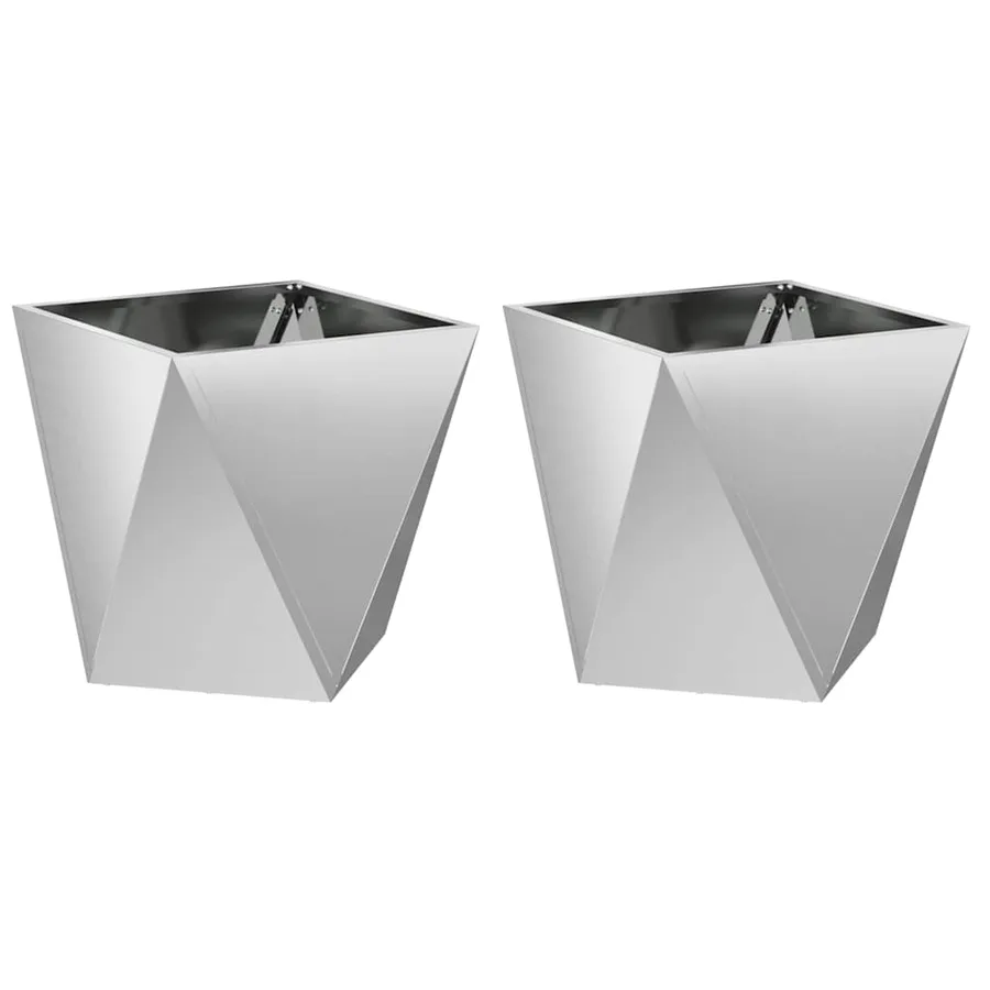 Jardinière 2 pc Argent 40 x 40 x 40 cm Acier galvanisé - 2
