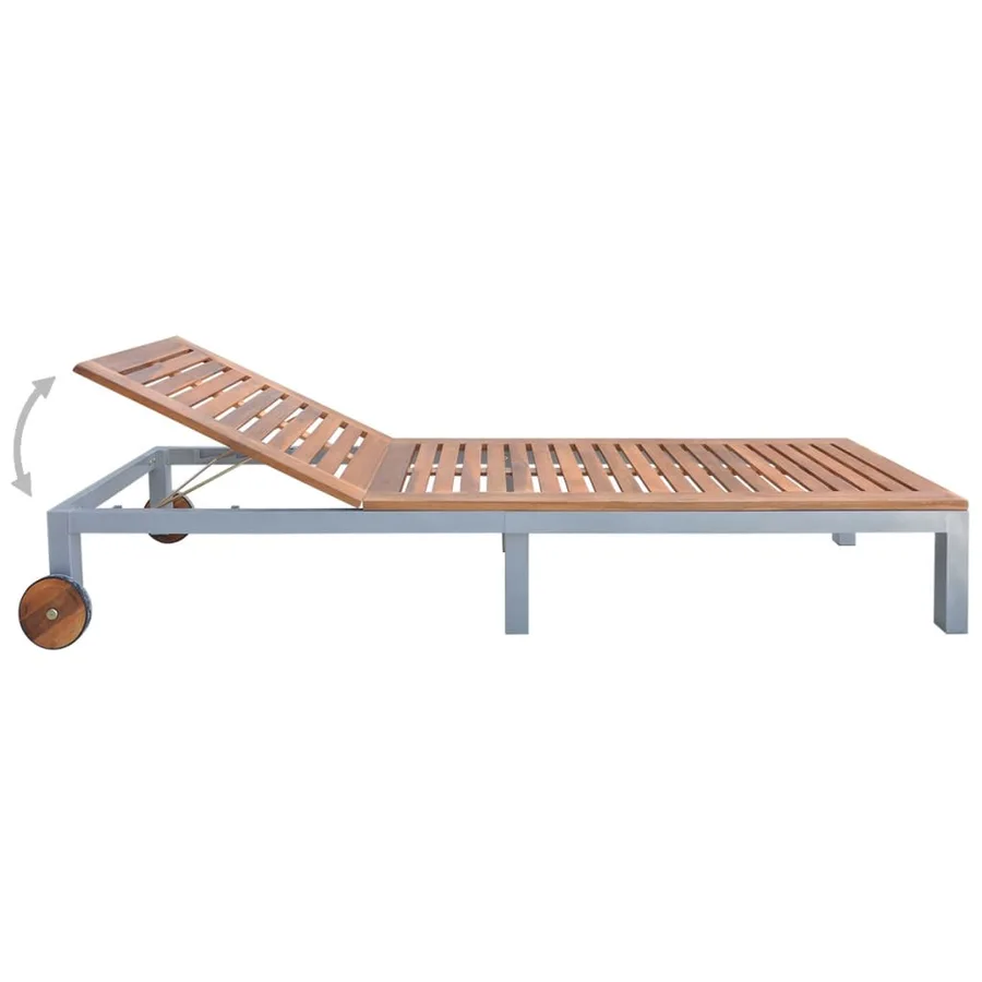 Chaise longue avec coussin Bois d'acacia et acier galvanisé - 4