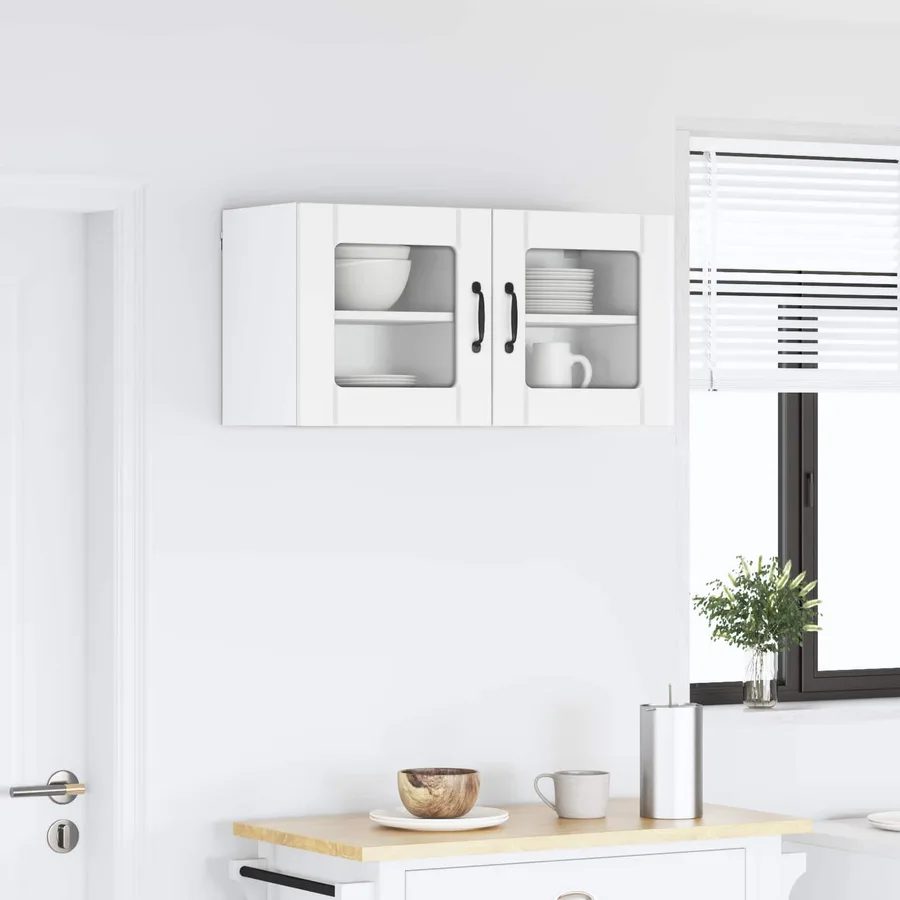 Cabinet en verre mural LUCCA 2 pcs Blanc 40 x 31 x 40 cm - 4