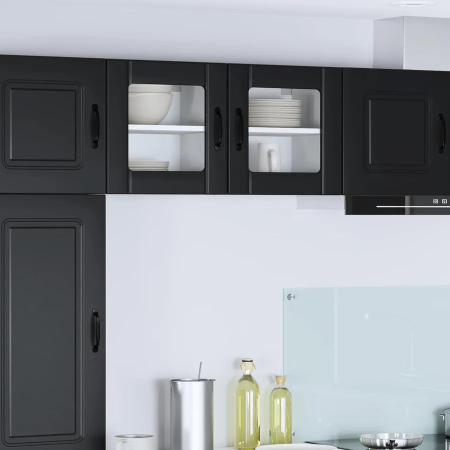 Cabinet en verre mural LUCCA 2 pcs Noir 40 x 31 x 40 cm