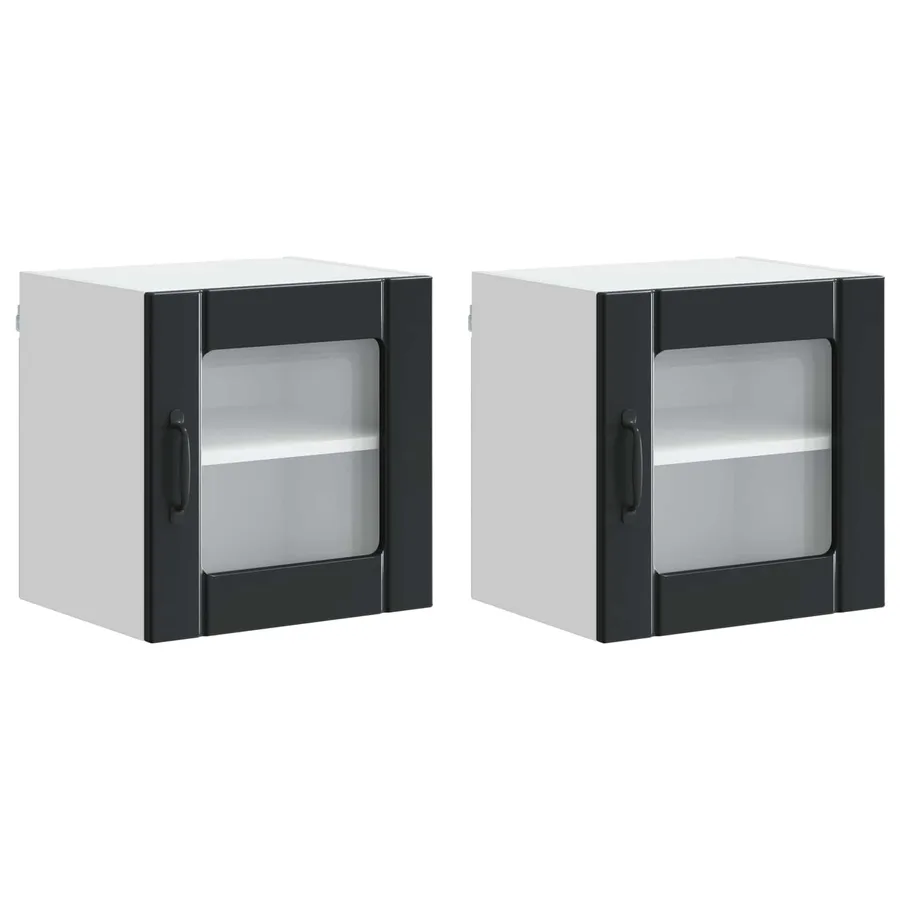 Cabinet en verre mural LUCCA 2 pcs Noir 40 x 31 x 40 cm - 2