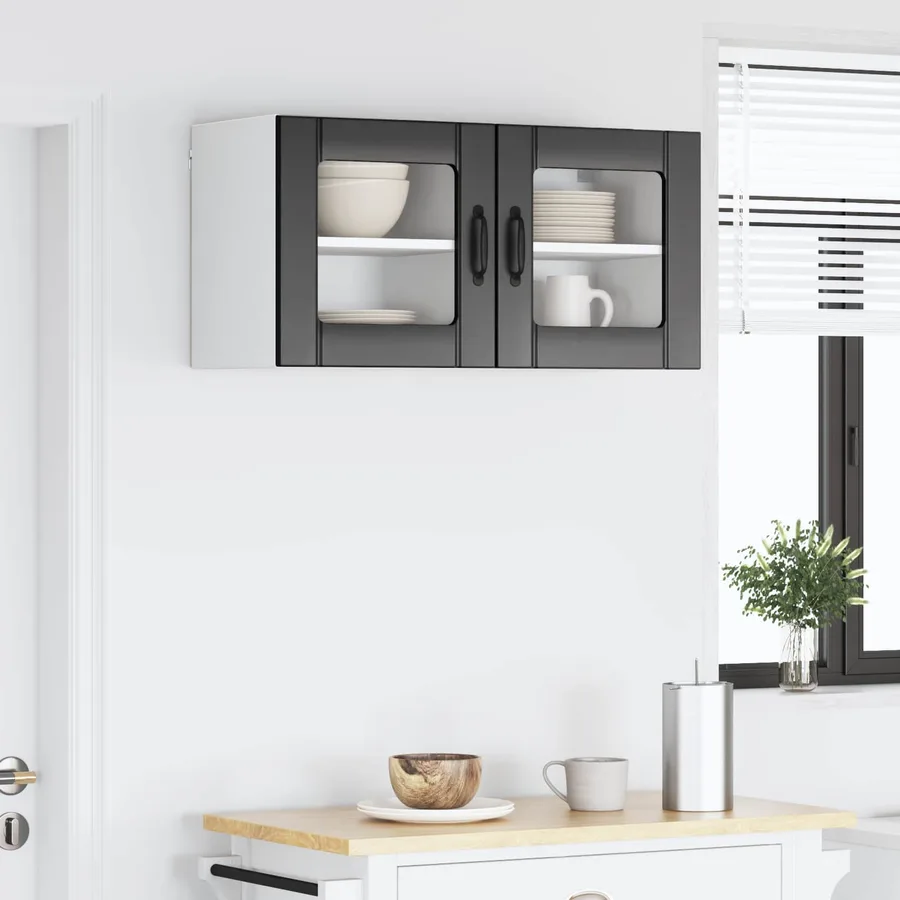 Cabinet en verre mural LUCCA 2 pcs Noir 40 x 31 x 40 cm - 4