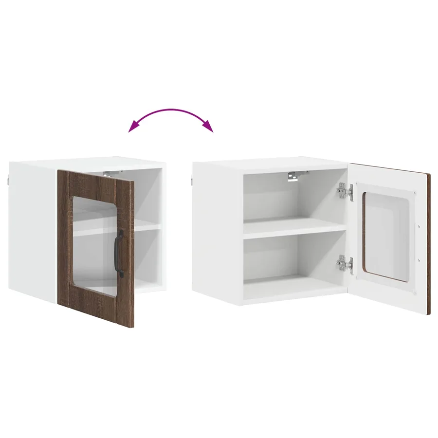 Cabinet en verre mural LUCCA 2 pcs Chêne brun 40 x 31 x 40 cm - 12