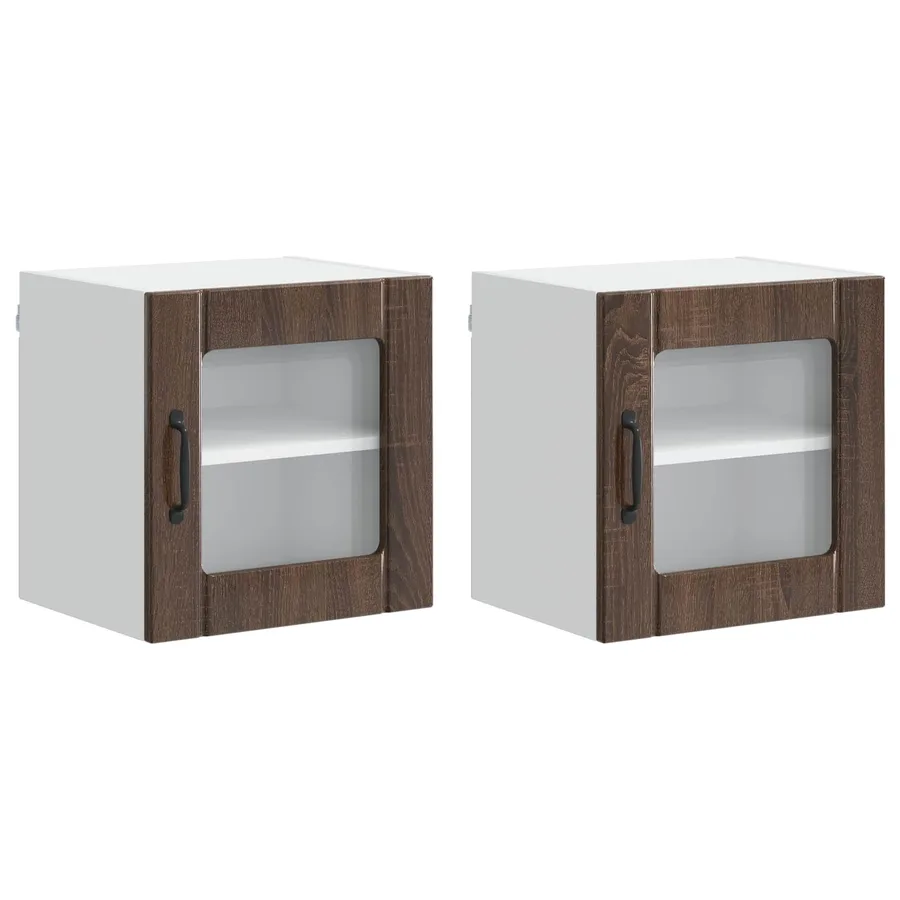 Cabinet en verre mural LUCCA 2 pcs Chêne brun 40 x 31 x 40 cm - 2
