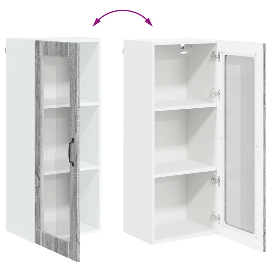 Cabinet en verre mural LUCCA Sonoma gris 40 x 31 x 100 cm - 11