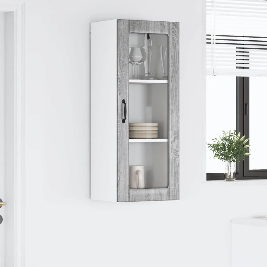 Cabinet en verre mural LUCCA Sonoma gris 40 x 31 x 100 cm - 4