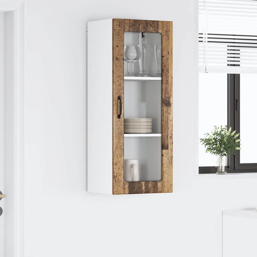 Cabinet en verre mural LUCCA Bois ancien 40 x 31 x 100 cm - 4